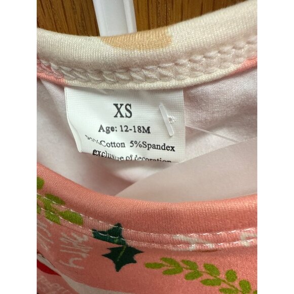 Girls XS Holiday Dress Pink Christmas Goose Print 95% Cotton 5% Spandex Short Sl - Picture 3 of 3